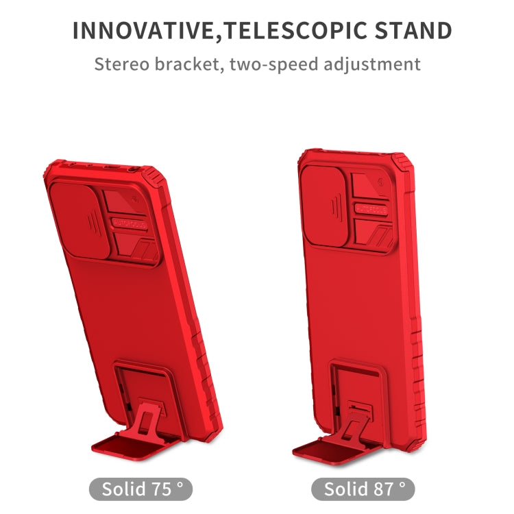 For Xiaomi Redmi Note 12 Pro 5G / Poco X5 Pro Stereoscopic Holder Sliding Camshield Phone Case(Red) - Note 12 Pro Cases by buy2fix | Online Shopping UK | buy2fix