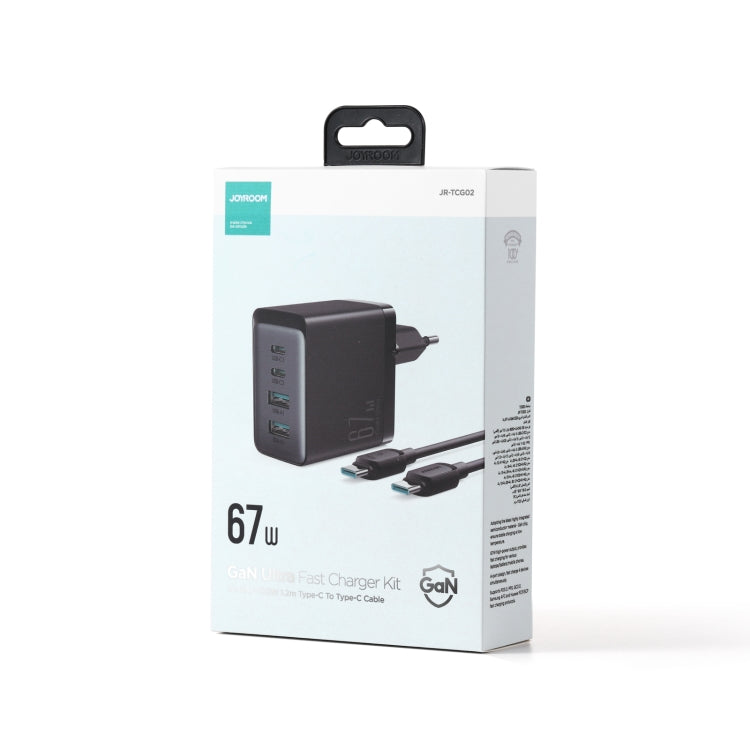 JOYROOM TCG02 Gallium Nitride 67W Dual USB+Dual USB-C/Type-C Multi-Port Charger Set, Specification:EU Plug(Black) -  by JOYROOM | Online Shopping UK | buy2fix