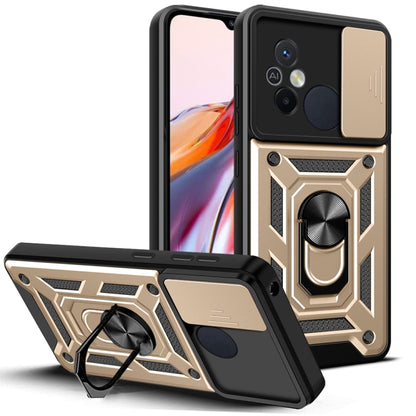 For Xiaomi Redmi 12C 4G / 11A Sliding Camera Cover Design TPU+PC Phone Case(Gold) - Xiaomi Cases by buy2fix | Online Shopping UK | buy2fix