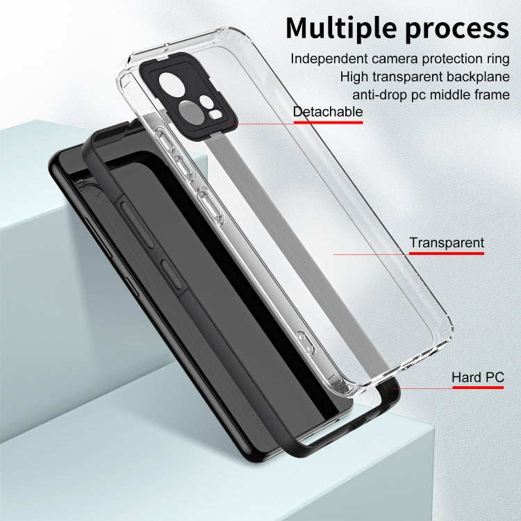 For Motorola Moto G72 5G 3 in 1 Clear TPU Color PC Frame Phone Case(Black) - Motorola Cases by buy2fix | Online Shopping UK | buy2fix