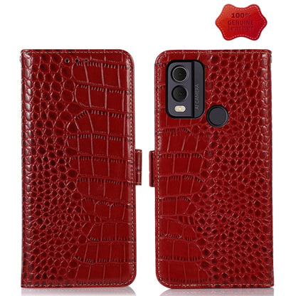 For Nokia C22 4G Crocodile Top Layer Cowhide Leather Phone Case(Red) - Nokia Cases by buy2fix | Online Shopping UK | buy2fix