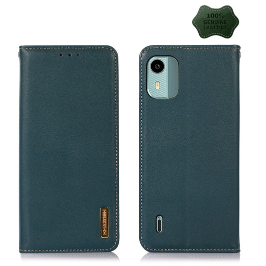 For Nokia C12 4G KHAZNEH Nappa Top Layer Cowhide Leather Phone Case(Green) - Nokia Cases by buy2fix | Online Shopping UK | buy2fix
