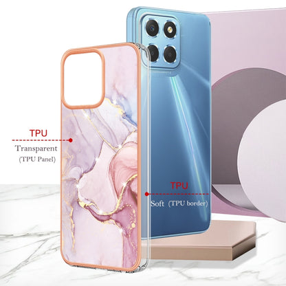 For Honor X8 5G Electroplating Marble Dual-side IMD Phone Case(Rose Gold 005) - Honor Cases by buy2fix | Online Shopping UK | buy2fix