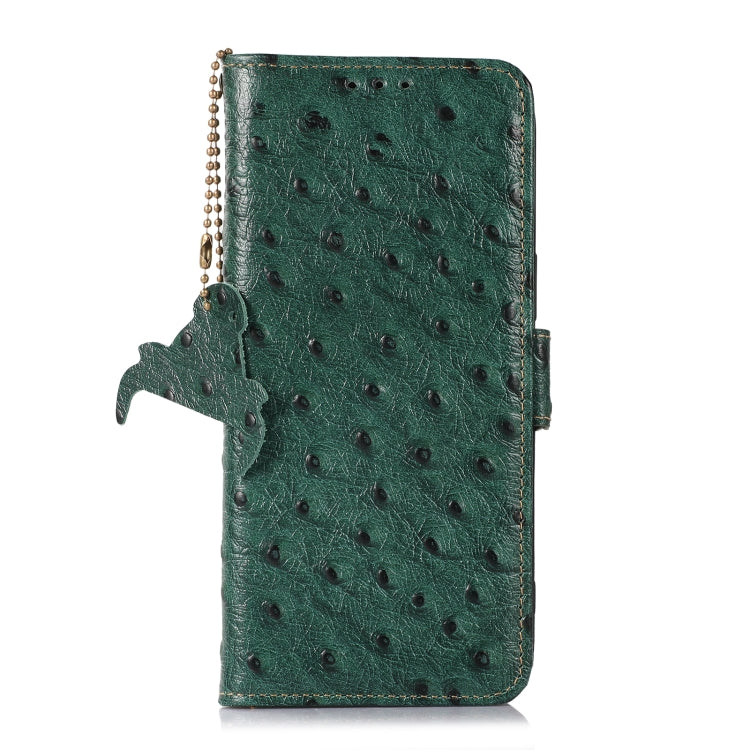 For Honor Magic5 Ostrich Pattern Genuine Leather RFID Phone Case(Green) - Honor Cases by buy2fix | Online Shopping UK | buy2fix