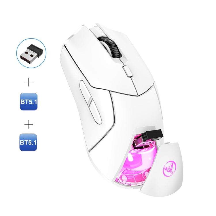 HXSJ T40 7 Keys 4000DPI Three-mode Colorful Backlight Wireless Gaming Mouse Rechargeable(White) -  by HXSJ | Online Shopping UK | buy2fix