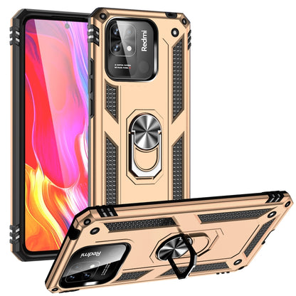 For Xiaomi Redmi 12C / 11A Shockproof TPU + PC Phone Case with Holder(Gold) - Mi 11 Ultra Cases by buy2fix | Online Shopping UK | buy2fix