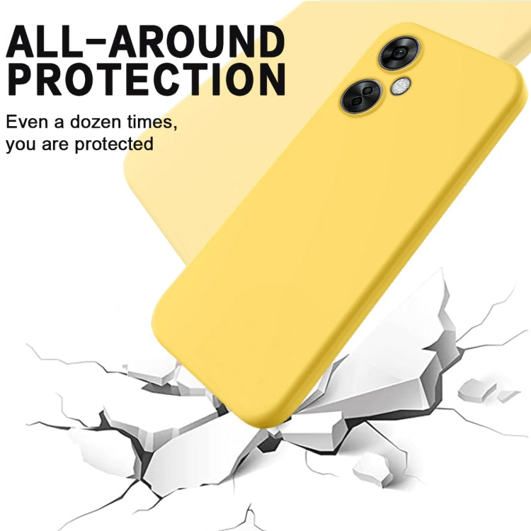 For OnePlus Nord CE 3 Lite Pure Color Liquid Silicone Shockproof Phone Case(Yellow) - OnePlus Cases by buy2fix | Online Shopping UK | buy2fix