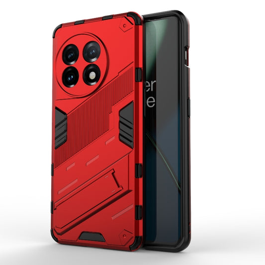 For OnePlus 11 5G Punk Armor 2 in 1 PC + TPU Shockproof Phone Case with Invisible Holder(Red) - OnePlus Cases by buy2fix | Online Shopping UK | buy2fix