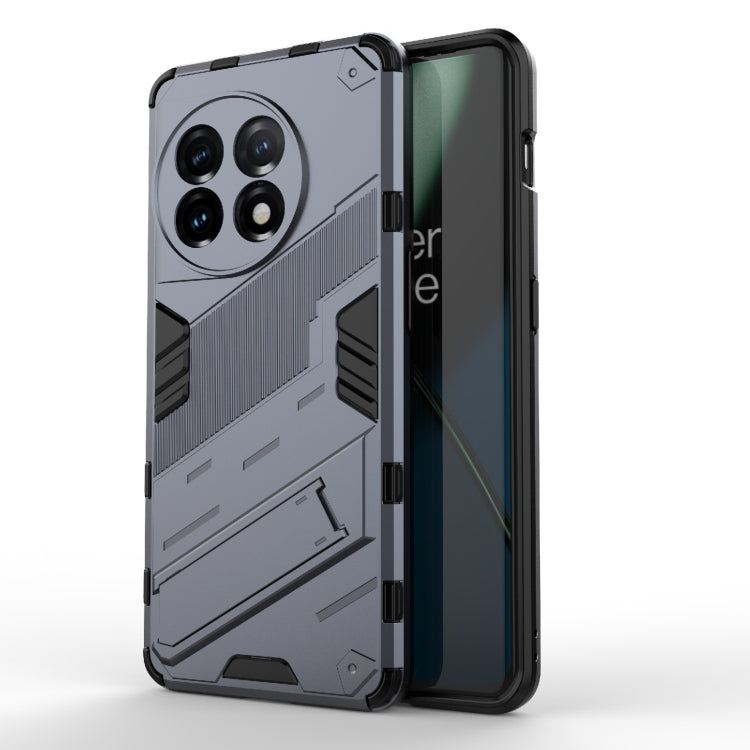 For OnePlus 11 5G Punk Armor 2 in 1 PC + TPU Shockproof Phone Case with Invisible Holder(Grey) - OnePlus Cases by buy2fix | Online Shopping UK | buy2fix