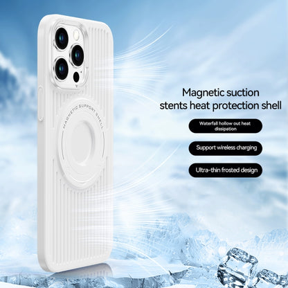 For iPhone 14 Pro Cooling MagSafe Magnetic Ring Holder Phone Case(White) - iPhone 14 Pro Cases by buy2fix | Online Shopping UK | buy2fix