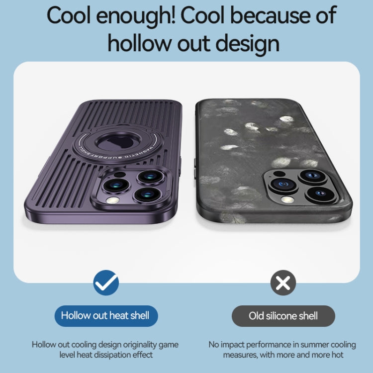 For iPhone 13 Pro Cooling MagSafe Magnetic Ring Holder Phone Case(Purple) - iPhone 13 Pro Cases by buy2fix | Online Shopping UK | buy2fix