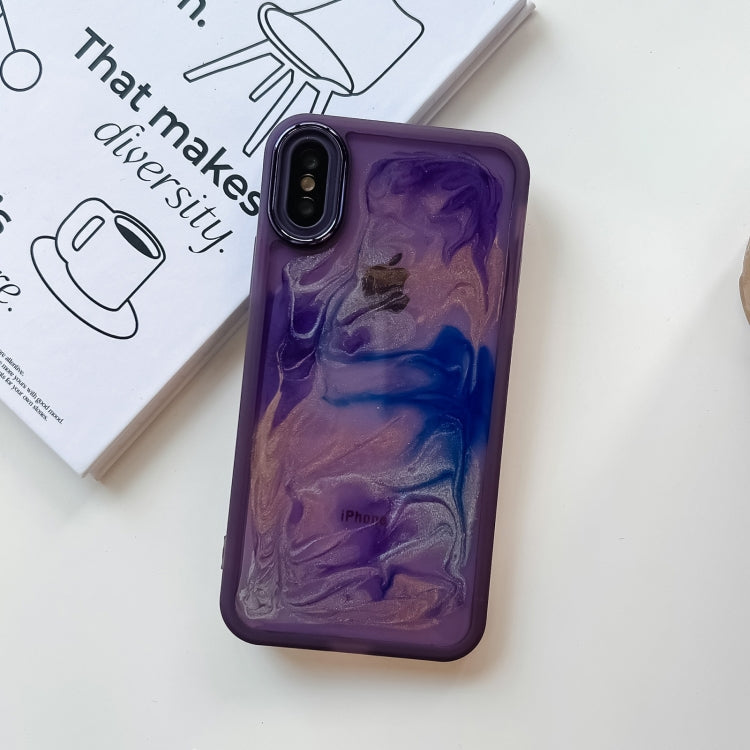 For iPhone X / XS Oil Painting Electroplating TPU Phone Case(Purple) - More iPhone Cases by buy2fix | Online Shopping UK | buy2fix