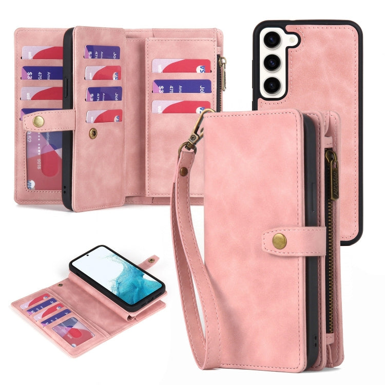 For Samsung Galaxy A42 5G Zipper Wallet Detachable MagSafe Leather Phone Case(Pink) - Galaxy A42 5G Cases by buy2fix | Online Shopping UK | buy2fix
