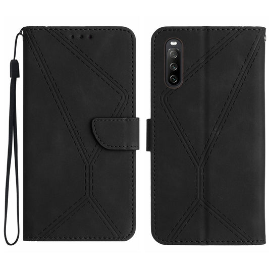 For Sony Xperia 10 IV Stitching Embossed Leather Phone Case(Black) - Sony Cases by buy2fix | Online Shopping UK | buy2fix