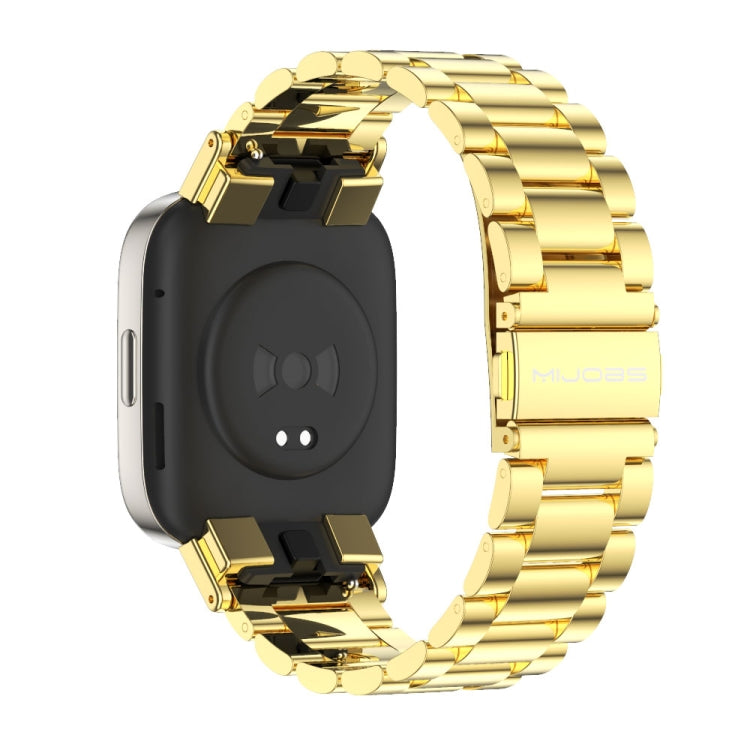 For Redmi Watch 3 Mijobs Three-Bead Metal Stainless Steel Watch Band(Gold) - Watch Bands by MIJOBS | Online Shopping UK | buy2fix