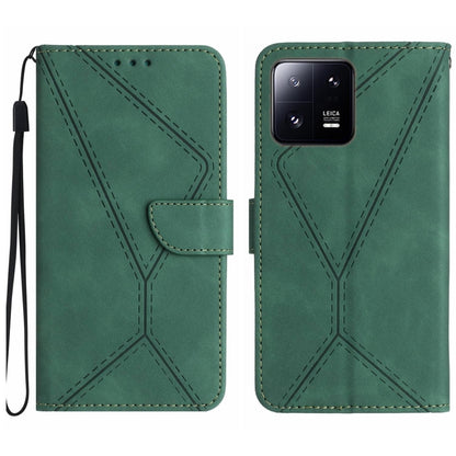 For Xiaomi 13 Stitching Embossed Leather Phone Case(Green) - 13 Cases by buy2fix | Online Shopping UK | buy2fix