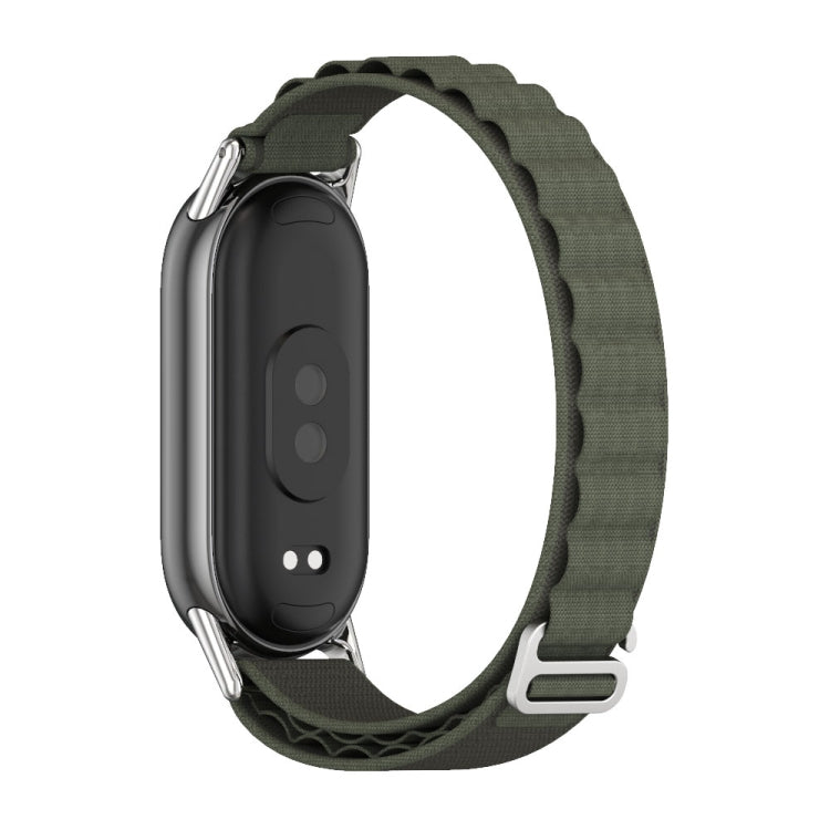 For Xiaomi Mi Band 8 / 9 / 9 NFC Mijobs Nylon Breathable Watch Band(Green Silver) - Watch Bands by MIJOBS | Online Shopping UK | buy2fix