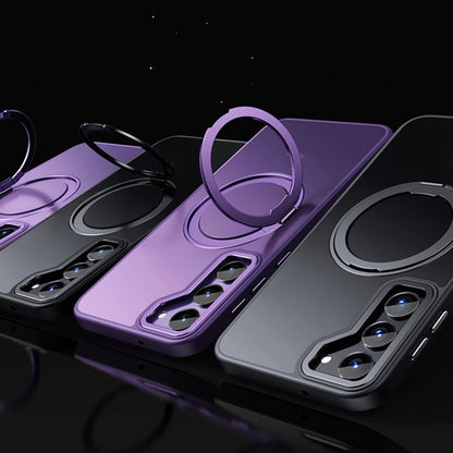 For Samsung Galaxy S23 5G 360 Rotating MagSafe Magnetic Skin Feel Phone Case(Purple) - Galaxy S23 5G Cases by buy2fix | Online Shopping UK | buy2fix