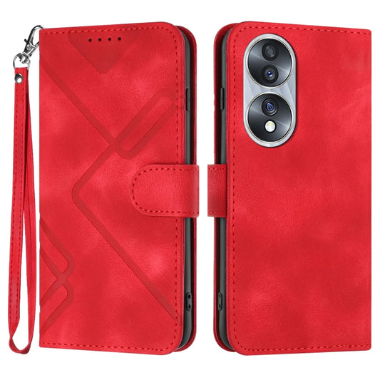 For Honor 70 Line Pattern Skin Feel Leather Phone Case(Red) - Honor Cases by buy2fix | Online Shopping UK | buy2fix