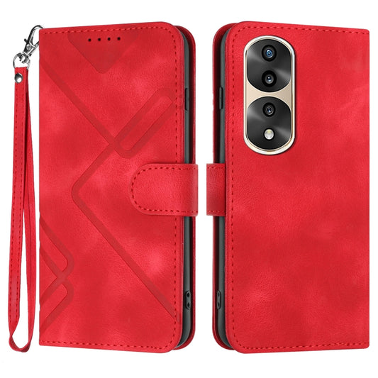 For Honor 70 Pro / 70 Pro+ Line Pattern Skin Feel Leather Phone Case(Red) - Honor Cases by buy2fix | Online Shopping UK | buy2fix