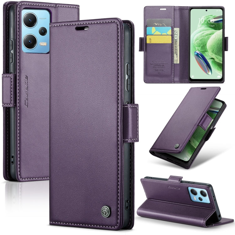 For Xiaomi Poco X5 5G/Redmi Note 12 5G Global CaseMe 023 Butterfly Buckle Litchi Texture RFID Anti-theft Leather Phone Case(Pearly Purple) - Xiaomi Cases by CaseMe | Online Shopping UK | buy2fix