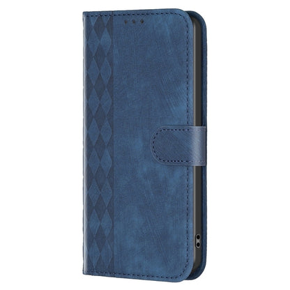 For Xiaomi 11T / 11T Pro Plaid Embossed Leather Phone Case(Blue) - Xiaomi Cases by buy2fix | Online Shopping UK | buy2fix