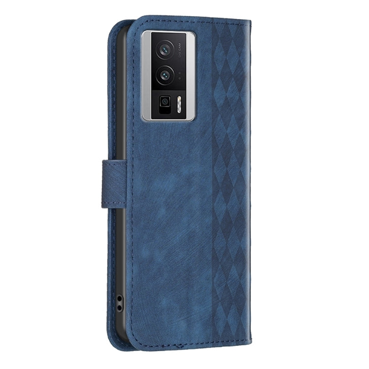 For Xiaomi Redmi K60 / K60 Pro Plaid Embossed Leather Phone Case(Blue) - Redmi K60 Cases by buy2fix | Online Shopping UK | buy2fix