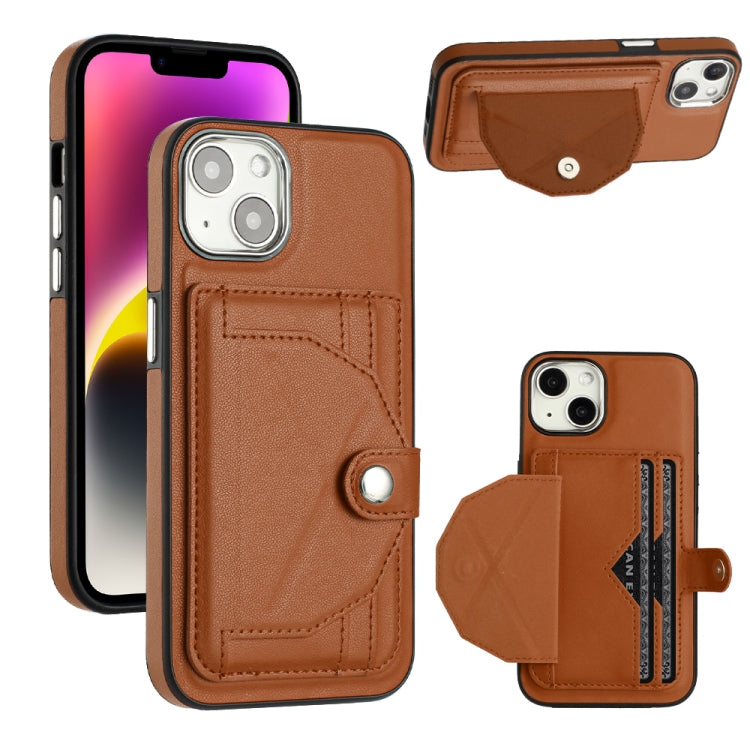 For iPhone 13 Shockproof Leather Phone Case with Card Holder(Brown) - iPhone 13 Cases by buy2fix | Online Shopping UK | buy2fix