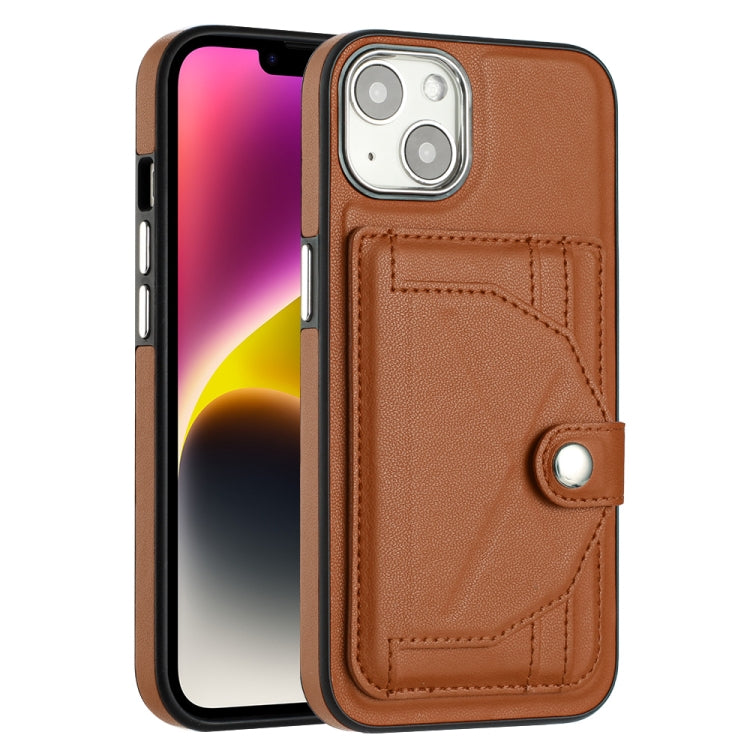 For iPhone 13 Shockproof Leather Phone Case with Card Holder(Brown) - iPhone 13 Cases by buy2fix | Online Shopping UK | buy2fix