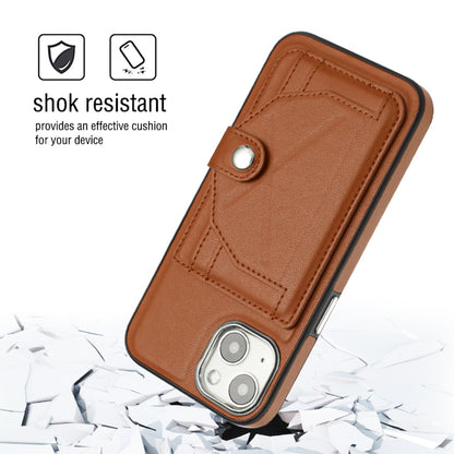 For iPhone 13 Shockproof Leather Phone Case with Card Holder(Brown) - iPhone 13 Cases by buy2fix | Online Shopping UK | buy2fix