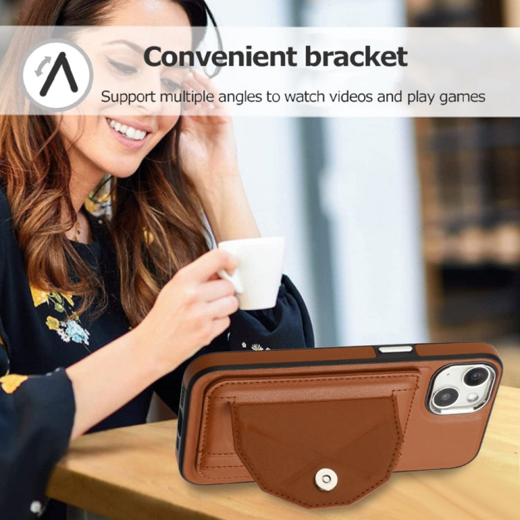 For iPhone 13 Shockproof Leather Phone Case with Card Holder(Brown) - iPhone 13 Cases by buy2fix | Online Shopping UK | buy2fix