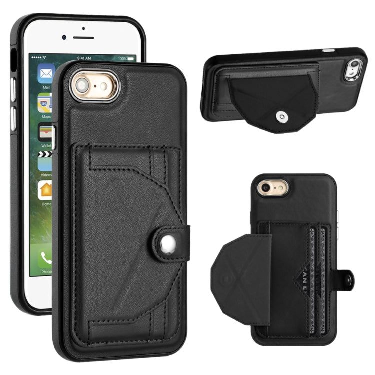 For iPhone SE 2022/SE 2020/6/7/8 Shockproof Leather Phone Case with Card Holder(Black) - iPhone SE 2022 / 2020 / 8 / 7 Cases by buy2fix | Online Shopping UK | buy2fix