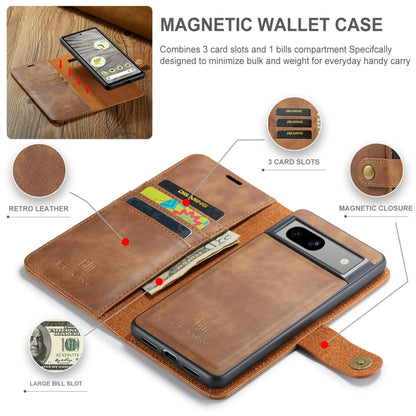 For Google Pixel 7A DG.MING Crazy Horse Texture Detachable Magnetic Leather Phone Case(Brown) - Google Cases by DG.MING | Online Shopping UK | buy2fix