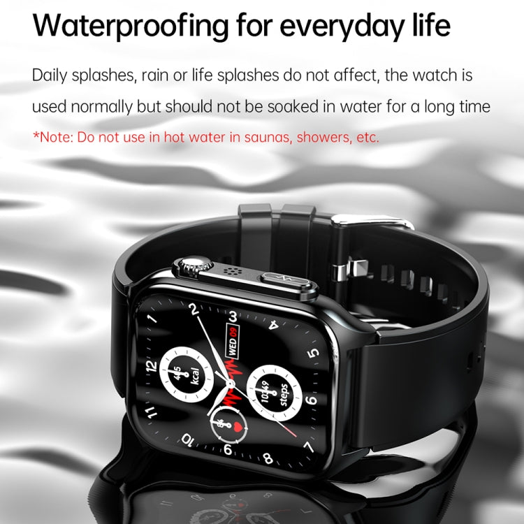 TK12 1.96 inch IP67 Waterproof Silicone Band Smart Watch Supports ECG / Remote Families Care / Bluetooth Call / Body Temperature Monitoring(Black) - Smart Watches by buy2fix | Online Shopping UK | buy2fix