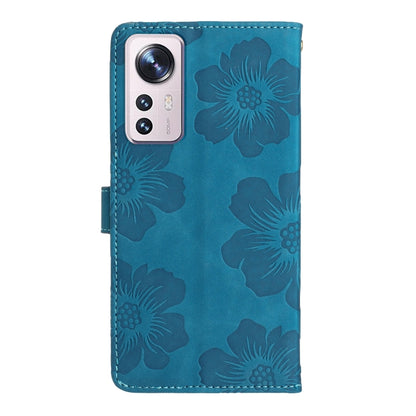 For Xiaomi 12 Pro Flower Embossing Pattern Leather Phone Case(Blue) - 12 Pro Cases by buy2fix | Online Shopping UK | buy2fix