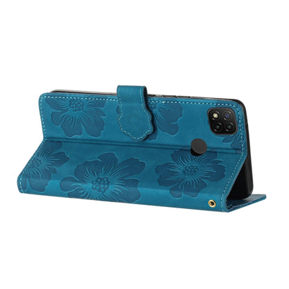 For Xiaomi Redmi 9C Flower Embossing Pattern Leather Phone Case(Blue) - Xiaomi Cases by buy2fix | Online Shopping UK | buy2fix