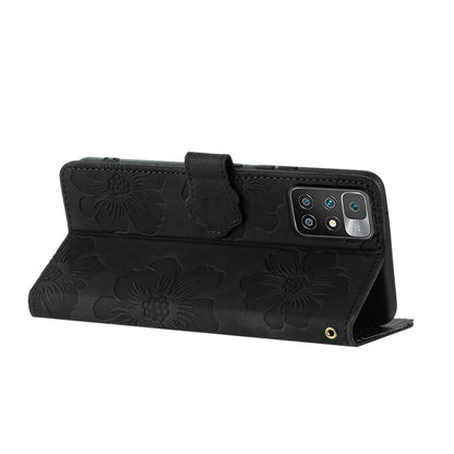 For Xiaomi Redmi 10 2022 Flower Embossing Pattern Leather Phone Case(Black) - Xiaomi Cases by buy2fix | Online Shopping UK | buy2fix