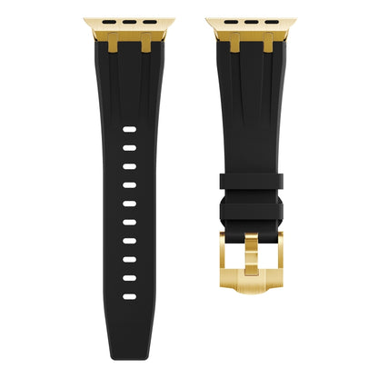 AP Silicone Watch Band For Apple Watch 4 40mm(Gold Black) - Watch Bands by buy2fix | Online Shopping UK | buy2fix