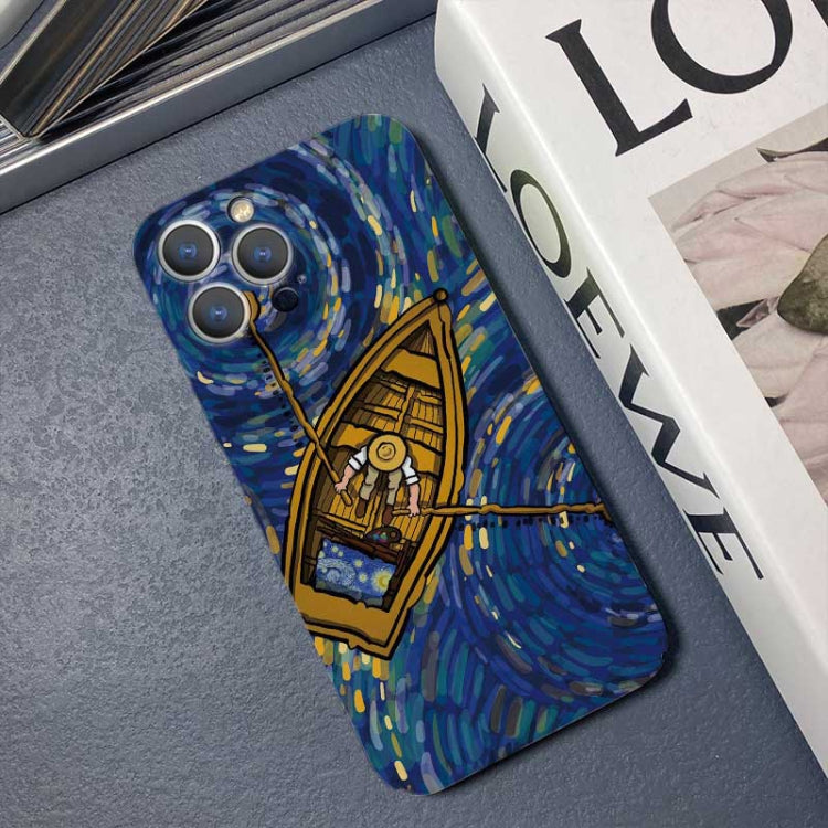 For iPhone 11 Pro Max Precise Hole Oil Painting Pattern PC Phone Case(Boating) - iPhone 11 Pro Max Cases by buy2fix | Online Shopping UK | buy2fix