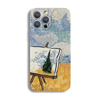 For iPhone SE 2022 / 2020 / 8 / 7 Precise Hole Oil Painting Pattern PC Phone Case(Landscape Painting) - iPhone SE 2022 / 2020 / 8 / 7 Cases by buy2fix | Online Shopping UK | buy2fix