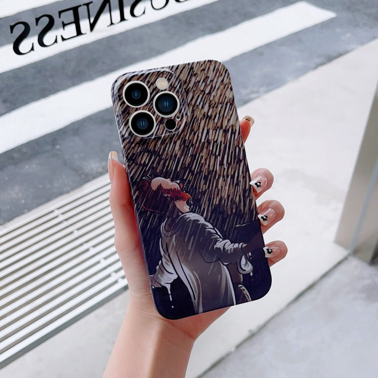 For iPhone 13 Pro Max Precise Hole Oil Painting Pattern PC Phone Case(Rain) - iPhone 13 Pro Max Cases by buy2fix | Online Shopping UK | buy2fix