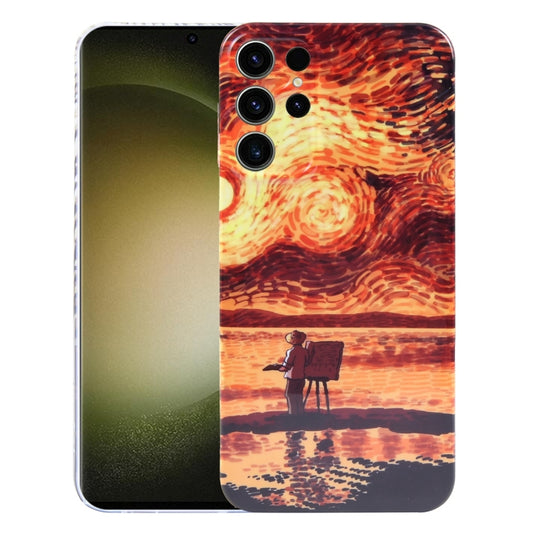 For Samsung Galaxy S23 Ultra 5G Precise Hole Oil Painting Pattern PC Phone Case(Sunset) - Galaxy S23 Ultra 5G Cases by buy2fix | Online Shopping UK | buy2fix