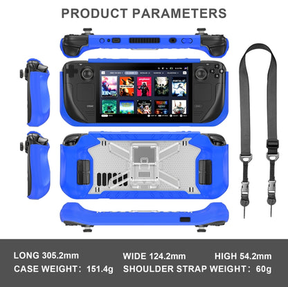 For Steam Deck Shockproof Game Console Case with Holder & Shoulder Strap(Blue+Transparent) - Accessories by buy2fix | Online Shopping UK | buy2fix