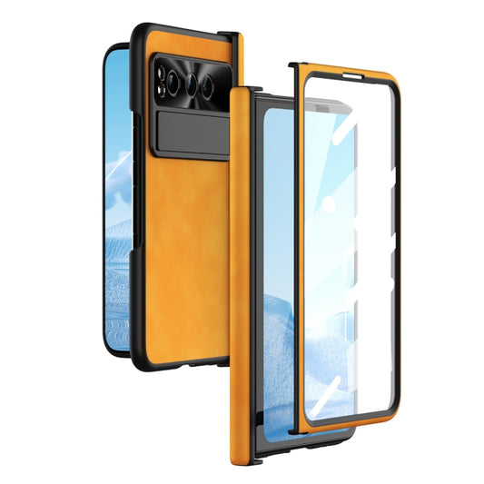 For Google Pixel Fold Napa Texture All-inclusive Phone Case(Yellow) - Google Cases by buy2fix | Online Shopping UK | buy2fix