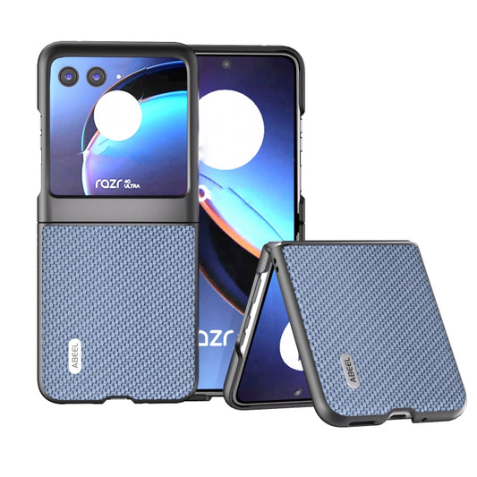 For Motorola Razr 40 Ultra ABEEL Carbon Fiber Texture Protective Phone Case(Light Blue) - Motorola Cases by buy2fix | Online Shopping UK | buy2fix