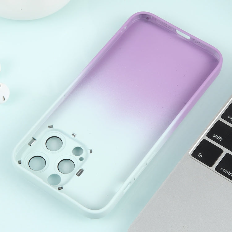 For iPhone 14 Pro Gradient Starry Silicone Phone Case with Lens Film(White Purple) - iPhone 14 Pro Cases by buy2fix | Online Shopping UK | buy2fix