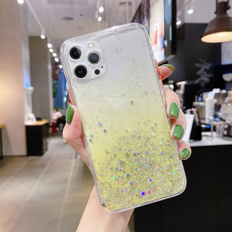 For iPhone 12 Pro Max Starry Gradient Glitter Powder TPU Phone Case(Yellow) - iPhone 12 Pro Max Cases by buy2fix | Online Shopping UK | buy2fix