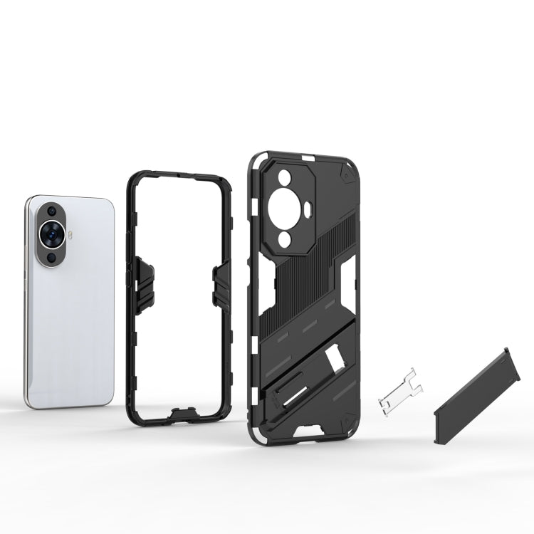 For Huawei nova 11 4G Punk Armor 2 in 1 PC + TPU Phone Case with Holder(Black) - Huawei Cases by buy2fix | Online Shopping UK | buy2fix
