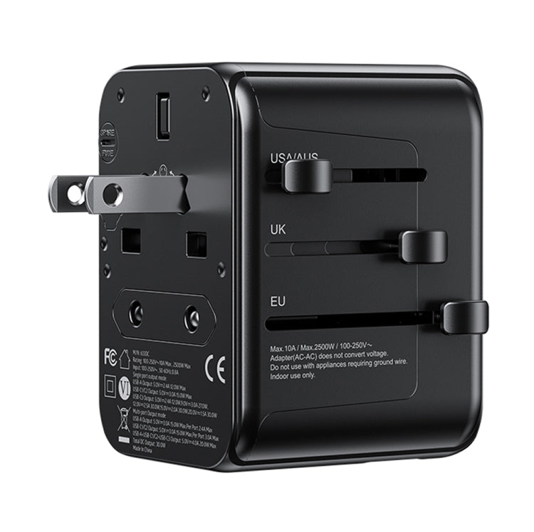 WK WP-U03 30W Multi Plug Travel Charger(Black) - International Plug Adaptor by WK | Online Shopping UK | buy2fix