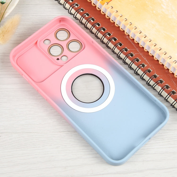 For iPhone 11 Gradient Silicone Shockproof Magsafe Phone Case with Lens Film(Pink Blue) - iPhone 11 Cases by buy2fix | Online Shopping UK | buy2fix
